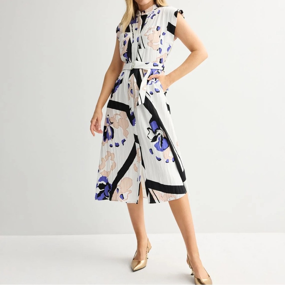 NWT Nine West Women's Cap Sleeve Midi Shirt Dress Size XXL